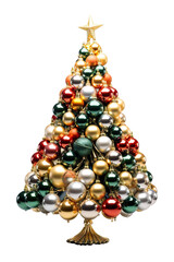 Christmas Tree With Baubles ultra detailed on white background PNG