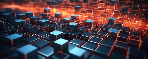 Obraz premium Abstract digital background. Can be used for technological processes, neural networks and AI, digital storages, sound and graphic forms, science, education, etc.