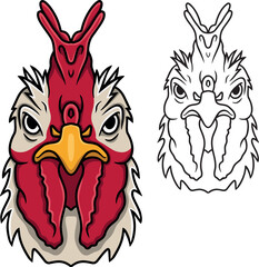 Angry rooster head