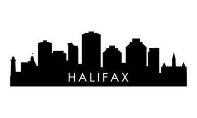 Halifax skyline silhouette. Black Halifax city design isolated on white background.