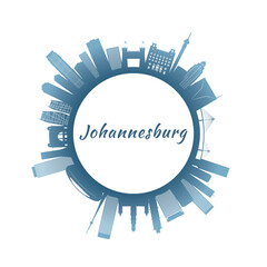Johannesburg skyline with colorful buildings. Circular style. Stock vector illustration.