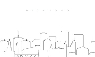 Outline Richmond skyline. Trendy template with Richmond buildings and landmarks in line style. Stock vector design.
