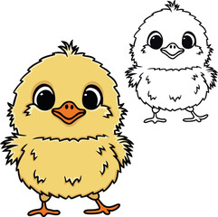Cute little yellow chicken 