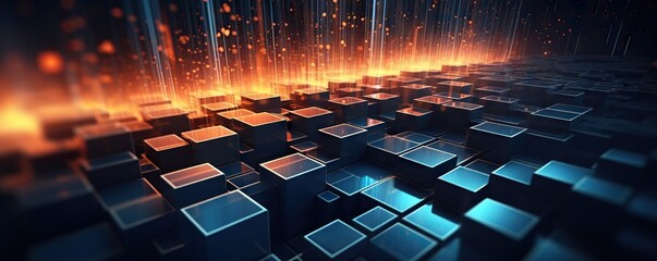 Abstract digital background. Can be used for technological processes, neural networks and AI, digital storages, sound and graphic forms, science, education, etc.