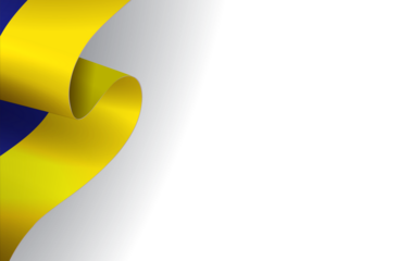 Light composition with a wavy flag of Ukraine with a bright gradient.