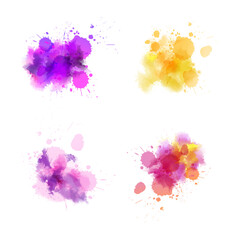 Fototapeta na wymiar Set of multicolored splash watercolor blots - template for your designs.