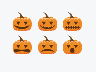 set of halloween pumpkins expression for your design