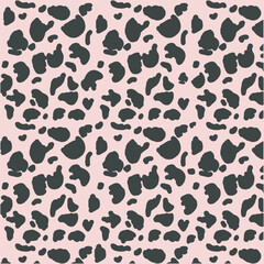 Vector Black Seamless Cow Pattern Design, Animal Pattern Background