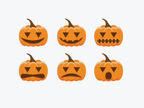 set of halloween pumpkins expression for your design