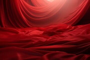 Red backdrop, aerial cloth, high-end. Imagined digitally, rendered in 3D. Generative AI