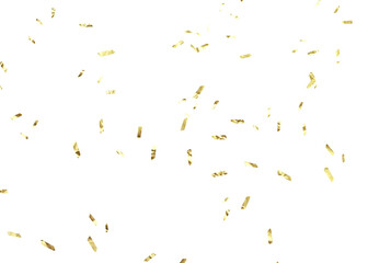 Gold color confetti falling down, PNG. Create birthday and party decoration concept. Falling yellow...