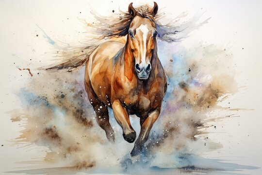 watercolor painting of a horse. Generative AI