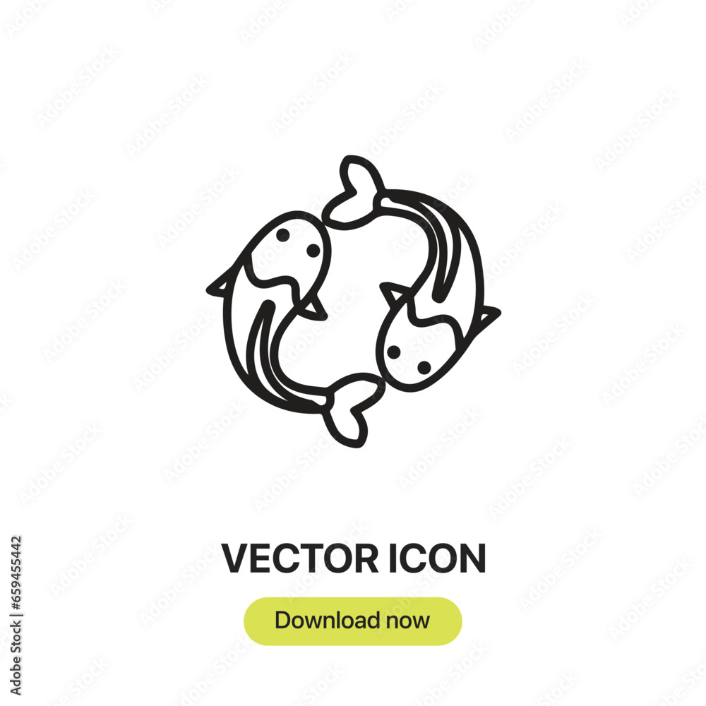 Aufkleber Carp Fish icon vector. Linear-style sign for mobile concept and web design. Carp Fish symbol illustration. Pixel vector graphics - Vector.