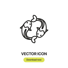 Carp Fish icon vector. Linear-style sign for mobile concept and web design. Carp Fish symbol illustration. Pixel vector graphics - Vector.