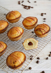 Pasticciotto leccese pastries filled with egg custard cream and sour cherry jam close up