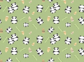 パンダのシームレスパターンC-8