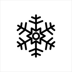 Snowflake icon, Snow winter holiday simple line vector icon on white background