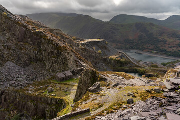 Obraz premium views around the old disused slate quarry of dinorwic , north Wales