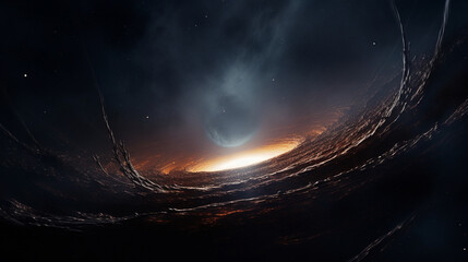 the psychedelic interstellar osmic black hole Osiris burned to a crisp 3d generative ai - obrazy, fototapety, plakaty