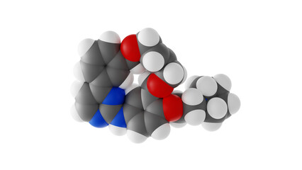 pacritinib molecule, anti-cancer medication molecule molecular structure, isolated 3d model van der Waals