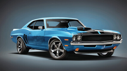 blue and black muscle car