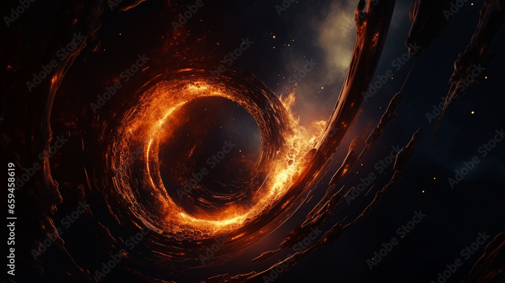 Poster the psychedelic interstellar osmic black hole osiris burned to a crisp 3d generative ai