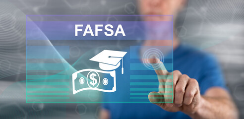 Man touching a fafsa concept