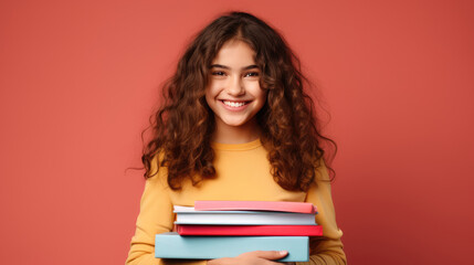 Happy teenage girl with books 