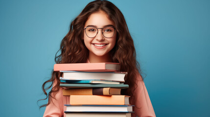 Happy teenage girl with books 