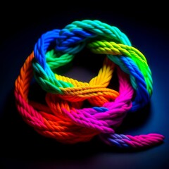 Knot of multi-colored threads.
