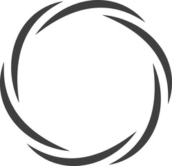 Round frame black and white vector ornament. Graphic border doodle. Ring curve link connection