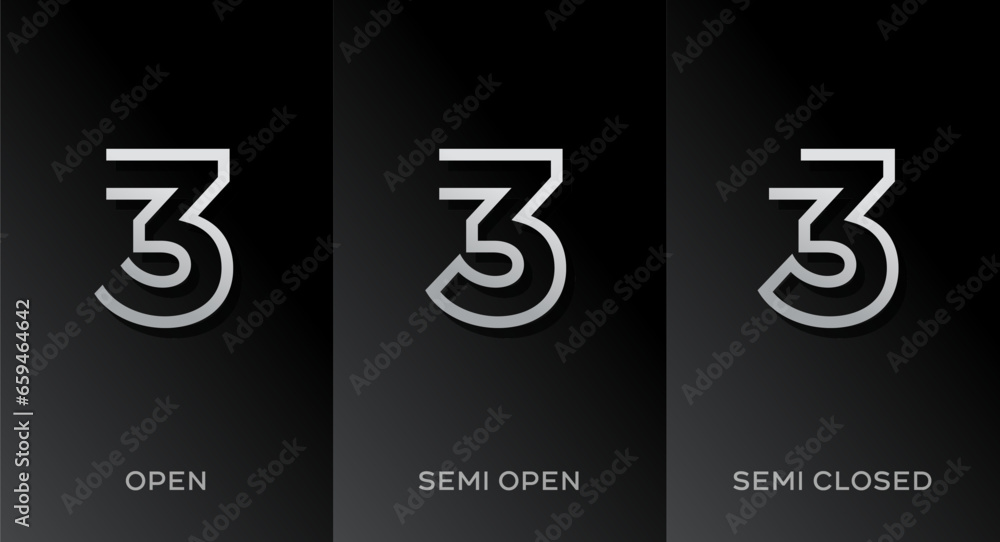 Poster set of number 3 logo icon design template elements