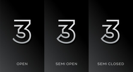 Set of number 3 logo icon design template elements