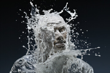 Fototapeta premium Fluid Elegance: A Human Figure Emerges from Dancing Water Splashes