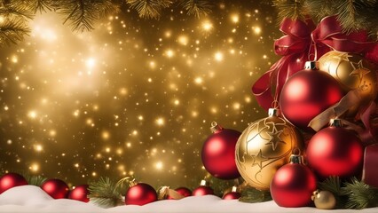 Fototapeta na wymiar Christmas and New Year background with beautiful decorations. Merry christmas and happy new year concept. Christmas baubles and Christmas balls. With copy space for your advertisement