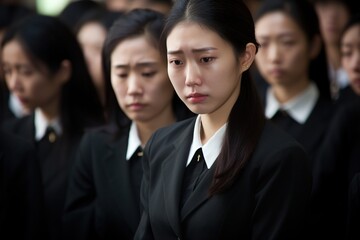 Fototapeta premium Asian woman in mourning at a funeral, shallow depth of field.Funeral Concept