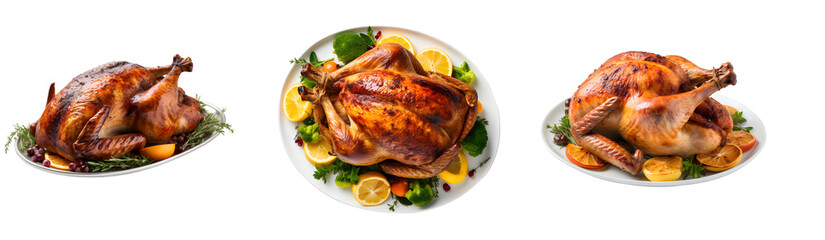 
Turkey dish on transparent PNG background, Thanksgiving Day, isolated on white background, Generative Ai