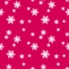 seamless Christmas pattern with hand drawn snowflakes