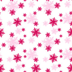 seamless Christmas pattern with hand drawn snowflakes
