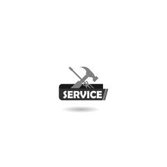 Service work repair label or logo  icon with shadow