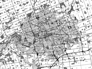 Fototapeta na wymiar Greyscale vector city map of London Ontario in Canada with with water, fields and parks, and roads on a white background.