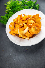 chanterelle mushroom tasty fresh chanterelles mushrooms food snack on the table copy space food background rustic top view 