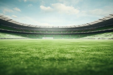 cinematic scene of an empty football stadium.  - obrazy, fototapety, plakaty