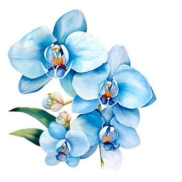 blue orchid flowers watercolor painting clip art preview