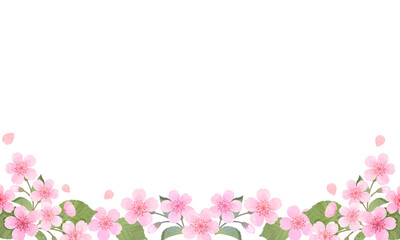 Obraz na płótnie Canvas 水彩風な桜の可愛いシンプルフレームイラスト2(文字なし)