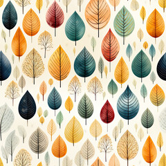 Autumn leaves seamless pattern. For repeat background. Generative AI