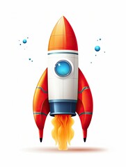 illustration of a rocket on white. simple 3D effects. 