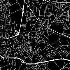 1:1 square aspect ratio vector road map of the city of  Casoria in Italy with white roads on a black background.
