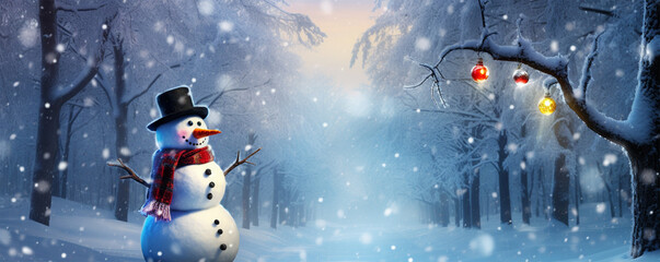 Nature's creatures, both big and small, gather to admire the snowman in their midst.

