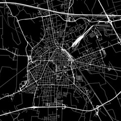 1:1 square aspect ratio vector road map of the city of  Novara in Italy with white roads on a black background.